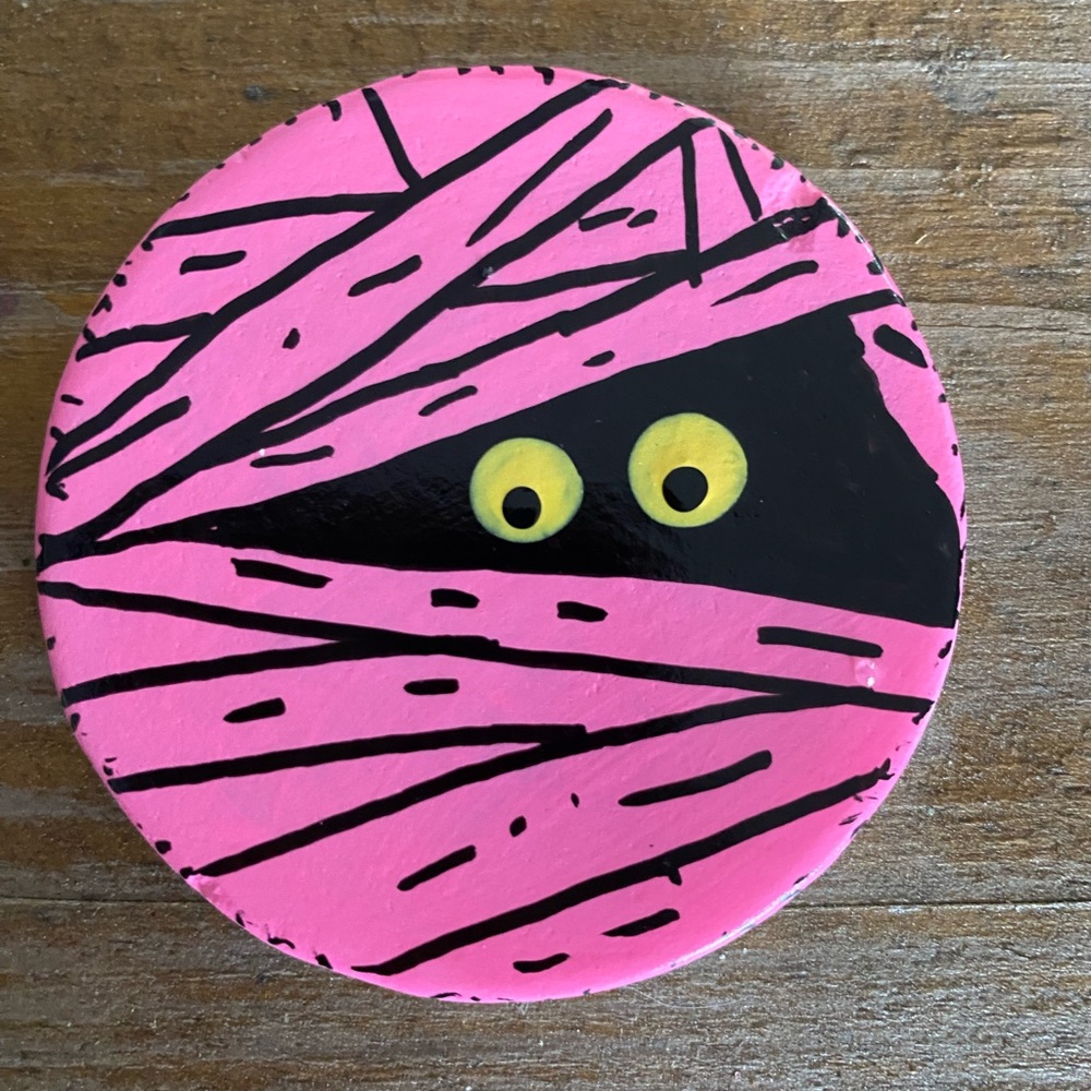 Hand Crafted Halloween Mummy Santorini Painted Rock